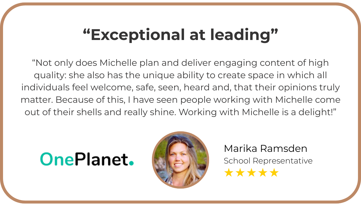 small group of workshop participants engaging in a session by Aaron Barlin at Elynndí: Learning and Development, Led by a Teacher